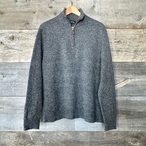 J Crew Mercantile Mens Lambswool 1/4 Zip Sweater M Gray Heritage Preppy Academia